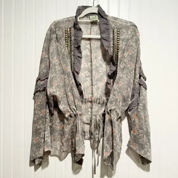 Jaded Gypsy Garden Romance Jacket Floral Chiffon Lace Boho Festival One Size - Picture 2 of 9